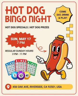 Hot Dog Bingo Night Event Flyer Template