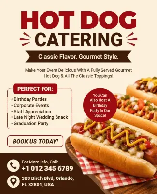 Hot Dog Catering Service Event Flyer Template