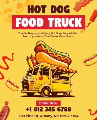 Hot Dog Food Truck Promotion Flyer Template