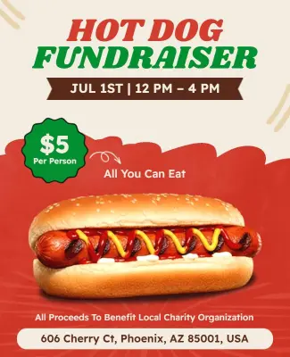 Hot Dog Fundraiser Charity Event Flyer Template