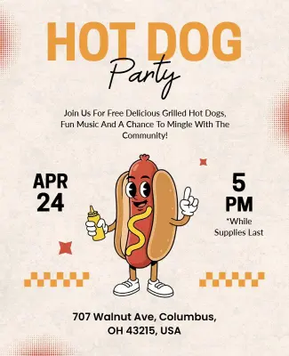 Hot Dog Party Event Poster Template