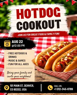 Hotdog Cookout Event Flyer Template