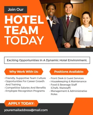 Hotel Employment Opportunities Recruitment Flyer Template