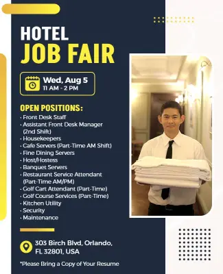 Hotel Job Fair Recruitment Flyer Template