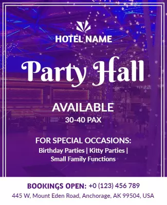 Hotel Party Hall Booking Flyer Template