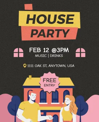 House Party Event Invitation Flyer Template