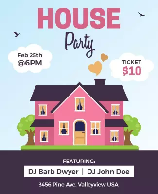 House Party Event with Dj Flyer Template