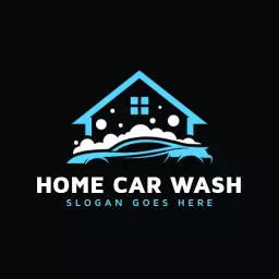 House with Bubbles Emphasizing Home Car Wash Services Logo Template
