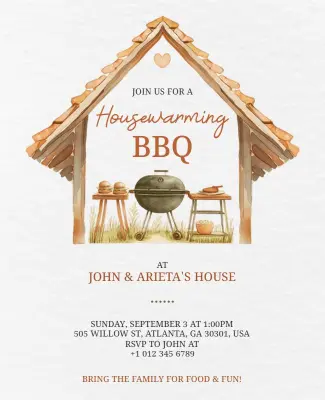 Housewarming BBQ Invitation Flyer Template