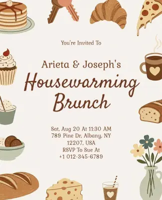 Housewarming Brunch Invitation Flyer Template