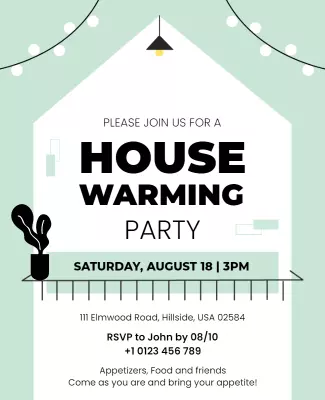 Modern Green Housewarming Celebration Invitation Flyer Template