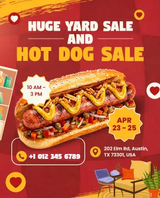 Huge Yard Sale and Hot Dog Event Flyer Template
