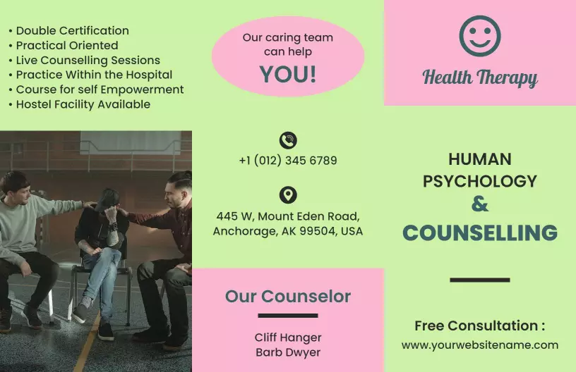 Human Psychology Counseling Services Support Brochure Template