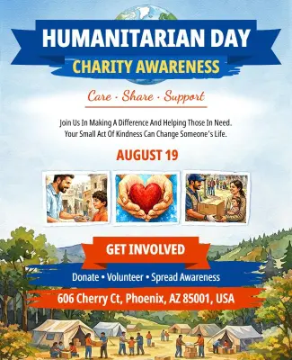 Humanitarian Day Charity Awareness Event Poster Template