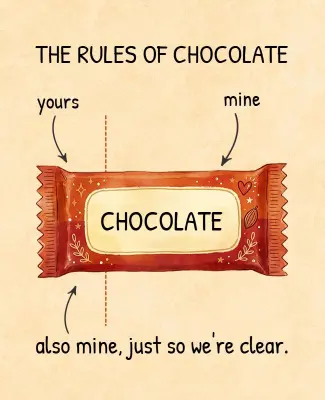 Humorous Chocolate Sharing Rules Meme Poster Template