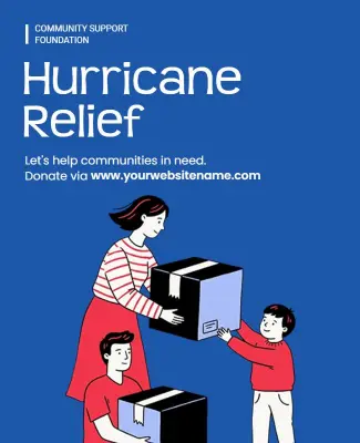 Hurricane Relief Donation Support Poster Template