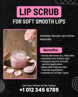 Hydrating Lip Scrub Advertising Flyer Template