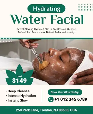 Hydrating Water Facial Promotion Flyer Template