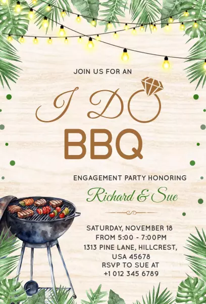I Do BBQ Festive Engagement Party Invitation Template