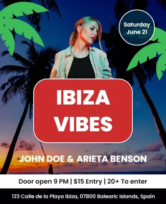 Ibiza Vibes Tropical Party Flyer Template