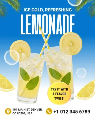 Ice Cold Lemonade with Flavor Twist Poster Template