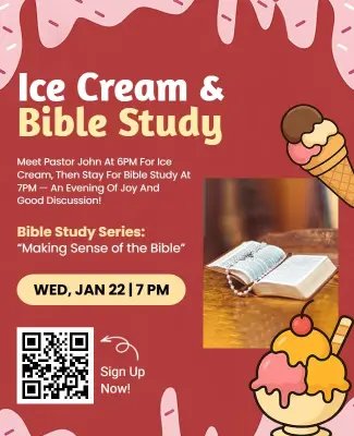 Ice Cream and Bible Study Event Flyer Template