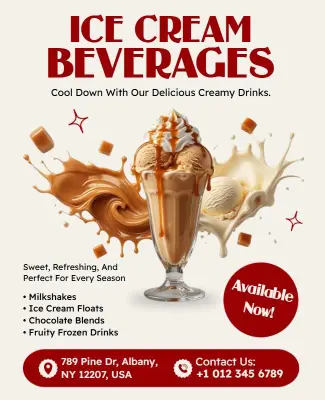 Ice Cream Beverages Promotion Poster Template