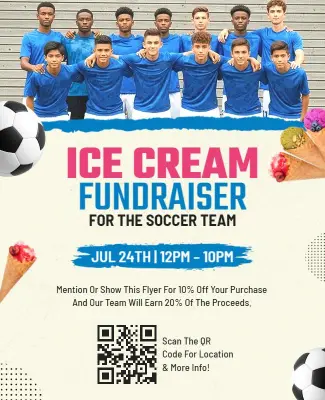 Ice Cream Fundraiser Soccer Team Flyer Template