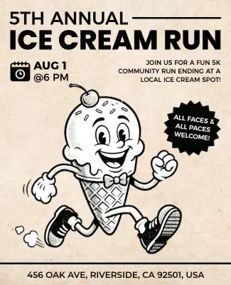 Ice Cream Run Community Event Poster Template