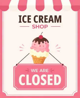 Ice Cream Shop Closed Notice Poster Template