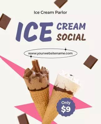 Playful Modern Ice Cream Social Event Flyer Template