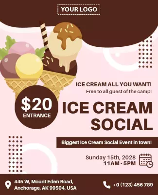 Fun Colorful Ice Cream Social Event Flyer Template