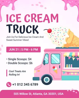 Ice Cream Truck Promotion Poster Template
