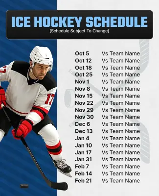 Ice Hockey Game Schedule Flyer Template