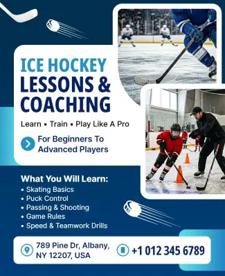 Ice Hockey Lessons and Coaching Poster Template