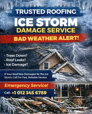 Ice Storm Roof Damage Service Alert Flyer Template