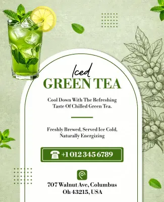 Iced Green Tea Refreshment Promotion Poster Template
