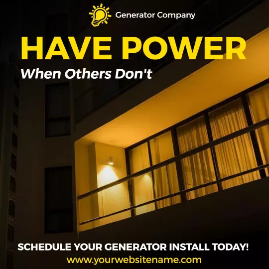 Illuminated Home Power Solutions for Generator Installation Ad Template