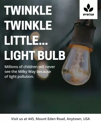 Illuminated Light Bulb Awareness Campaign Poster Template