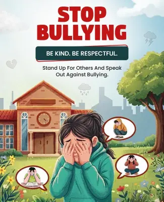 Illustrated Anti-Bullying Awareness School Campaign Poster Template