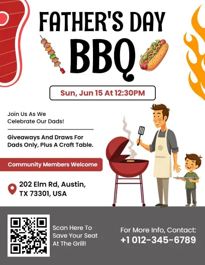 Illustrated Father's Day BBQ Celebration Flyer Template
