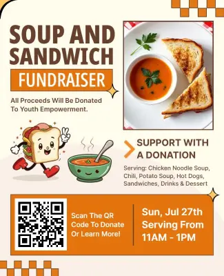 Illustrated Sandwich and Soup Fundraiser Promotion Flyer Template
