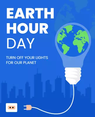 Illustrative Blue Earth Hour Environmental Awareness Poster Template