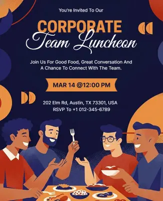 Illustrative Corporate Team Luncheon Invitation Flyer Template
