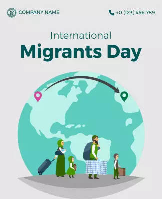 Illustrative Green International Migrants Day Celebration Poster Template