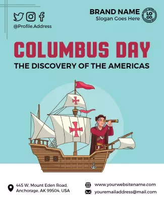 Illustrative Historical Columbus Day Celebration Poster Template