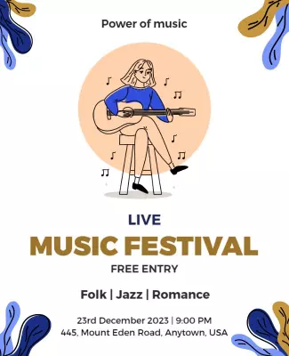 Illustrative Musical Vibrance for Live Music Festival Poster Template