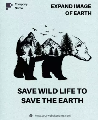Illustrative Nature Conservation Bear Wildlife Poster Template
