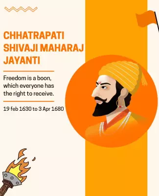 Illustrative Orange Shivaji Maharaj Jayanti Celebration Poster Template
