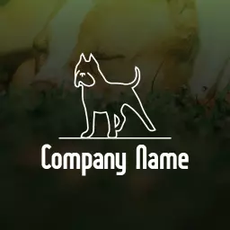 Illustrative Outline of a Playful Pitbull Dog Logo Template
